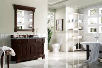 Brookfield 48" Single Vanity, Burnished Mahogany w/ 3 CM Cala Blue Quartz Top - Image 3