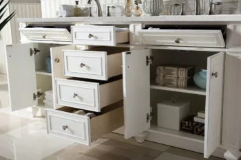 Bristol 72" Double Vanity, Bright White w/ 3 CM Eternal Jasmine Pearl Quartz Top - Image 4