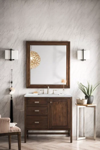 Addison 36" Single Vanity, Mid-Century Acacia w/ 3 CM Ethereal Noctis Quartz Top - Image 2