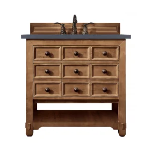 Malibu 36″ Single Vanity, Honey Alder w/ 3 CM Charcoal Soapstone Quartz Top