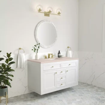 Chicago 48" Single Vanity, Glossy White w/ 3 CM Eternal Marfil Top - Image 4