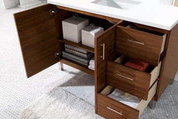Metropolitan 48" Single Vanity, American Walnut w/ 3 CM White Zeus Quartz Top - Image 4