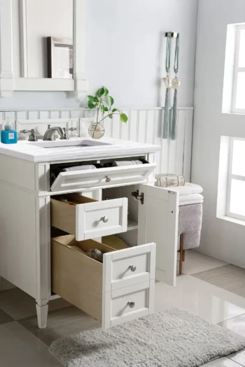 Brittany 30" Single Vanity, Bright White w/ 3 CM Arctic Fall Solid Surface Top - Image 4