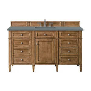 Brittany 60″ Single Vanity, Saddle Brown w/ 3 CM Cala Blue Top