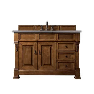 Brookfield 48″ Single Vanity, Country Oak w/ 3 CM Grey Expo Quartz Top