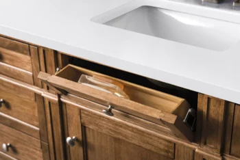 Brittany 60" Single Vanity, Saddle Brown w/ 3 CM White Zeus Quartz Top - Image 5