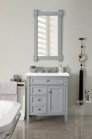 Brittany 30" Single Vanity, Urban Gray, w/ 3 CM White Zeus Quartz Top - Image 2