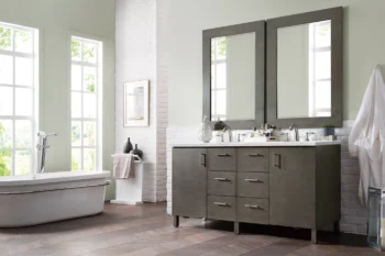 Metropolitan 60" Double Vanity, Silver Oak w/ 3 CM Ethereal Noctis Quartz Top - Image 3