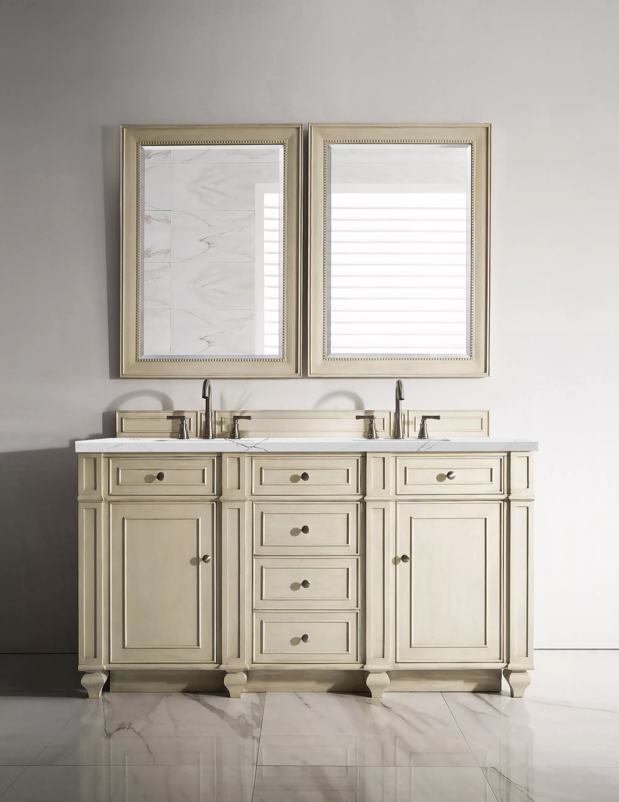 Bristol 60" Double Vanity, Vintage Vanilla w/ 3 CM Ethereal Noctis Top - Image 2