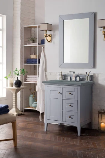 Palisades 30" Single Vanity, Silver Gray w/ 3 CM Cala Blue Top - Image 3