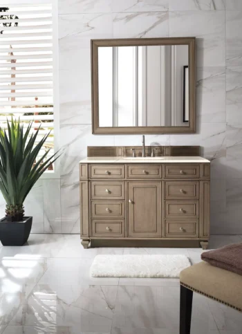 Bristol 48" Single Vanity, Whitewashed Walnut w/ 3 CM Eternal Marfil Quartz Top - Image 2