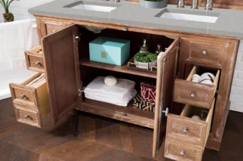Providence 60" Double Vanity, Driftwood w/ 3 CM Eternal Serena Quartz Top - Image 4