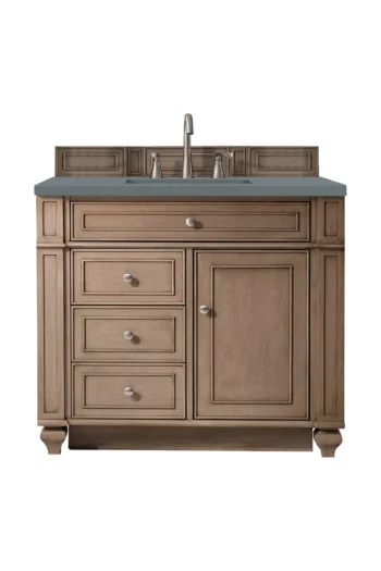 Bristol 36" Single Vanity, Whitewashed Walnut w/ 3 CM Cala Blue Top