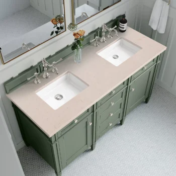 Brittany 60" Double Vanity, Smokey Celadon w/ 3 CM Eternal Marfil Top - Image 5