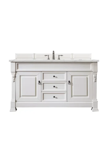 Brookfield 60" Single Vanity, Bright White w/ 3 CM Ethereal Noctis Quartz Top