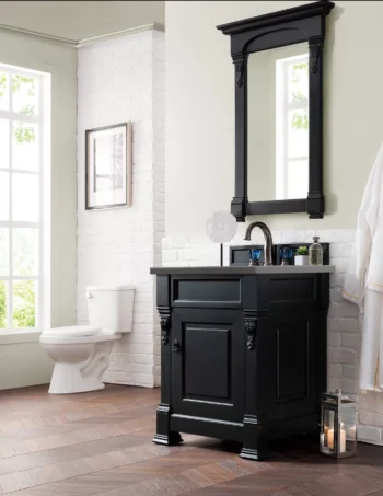 Brookfield 26" Single Vanity, Antique Black w/ 3 CM Grey Expo Quartz Top - Image 3