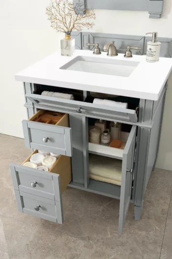 Brittany 30" Single Vanity, Urban Gray, w/ 3 CM White Zeus Quartz Top - Image 4