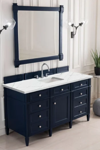 Brittany 60" Single Vanity, Victory Blue w/ 3 CM Ethereal Noctis Quartz Top - Image 3