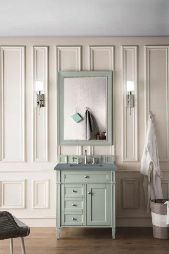 Brittany 30" Single Vanity, Sage Green, w/ 3 CM Cala Blue Top - Image 2