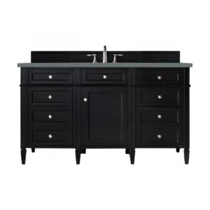 Brittany 60″ Single Vanity, Black Onyx, w/ 3 CM Cala Blue Top