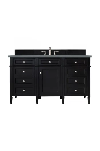 Brittany 60" Single Vanity, Black Onyx, w/ 3 CM Cala Blue Top
