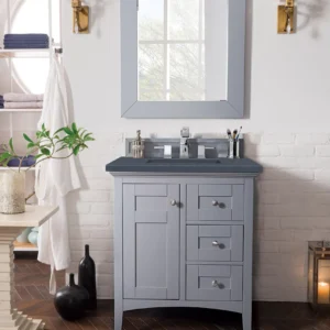 Palisades 30″ Single Vanity, Silver Gray w/ 3 CM Charcoal Soapstone Quartz Top