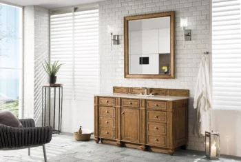 Bristol 60" Single Vanity, Saddle Brown w/ 3 CM Eternal Marfil Quartz Top - Image 3
