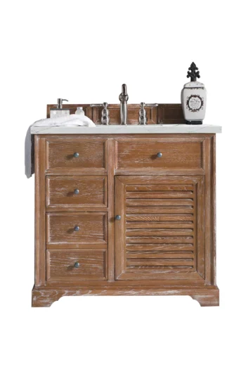 Savannah 36" Single Vanity, Driftwood w/ 3 CM Ethereal Noctis Quartz Top