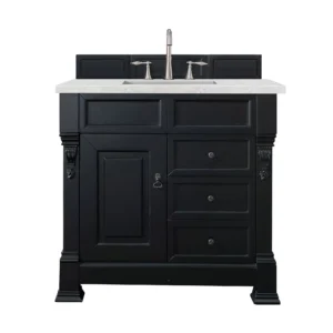 Brookfield 36″ Single Vanity, Antique Black w/ 3 CM Eternal Jasmine Pearl Quartz Top