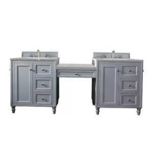 Copper Cove Encore 86″ Double Vanity Set, Silver Gray w/ 3 CM Eternal Serena Quartz Top