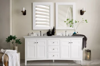Palisades 72" Double Vanity, Bright White w/ 3 CM Eternal Serena Quartz Top - Image 2