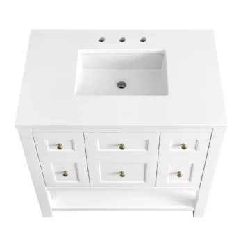 Breckenridge 36" Single Vanity, Bright White w/ 3 CM White Zeus Top - Image 6