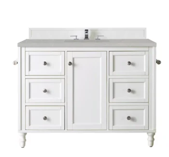 Copper Cove Encore 48" Single Vanity, Bright White w/ 3 CM Eternal Serena Quartz Top