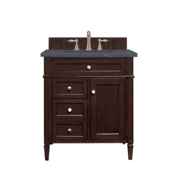 Brittany 30" Single Vanity, Burnished Mahogany, w/ 3 CM Charcoal Soapstone Quartz Top