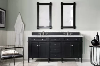 Brittany 72" Double Vanity, Black Onyx w/ 3 CM Ethereal Noctis Quartz Top - Image 2