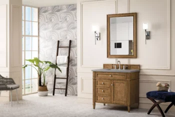Brittany 36" Single Vanity, Saddle Brown w/ 3 CM Grey Expo Top - Image 3