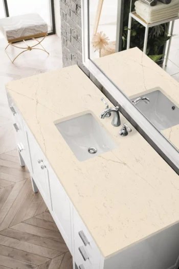 Addison 60" Single Vanity, Glossy White w/ 3 CM Eternal Marfil Top - Image 3