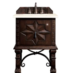 Balmoral 26″ Single Vanity, Antique Walnut w/ 3 CM Eternal Marfil Quartz Top