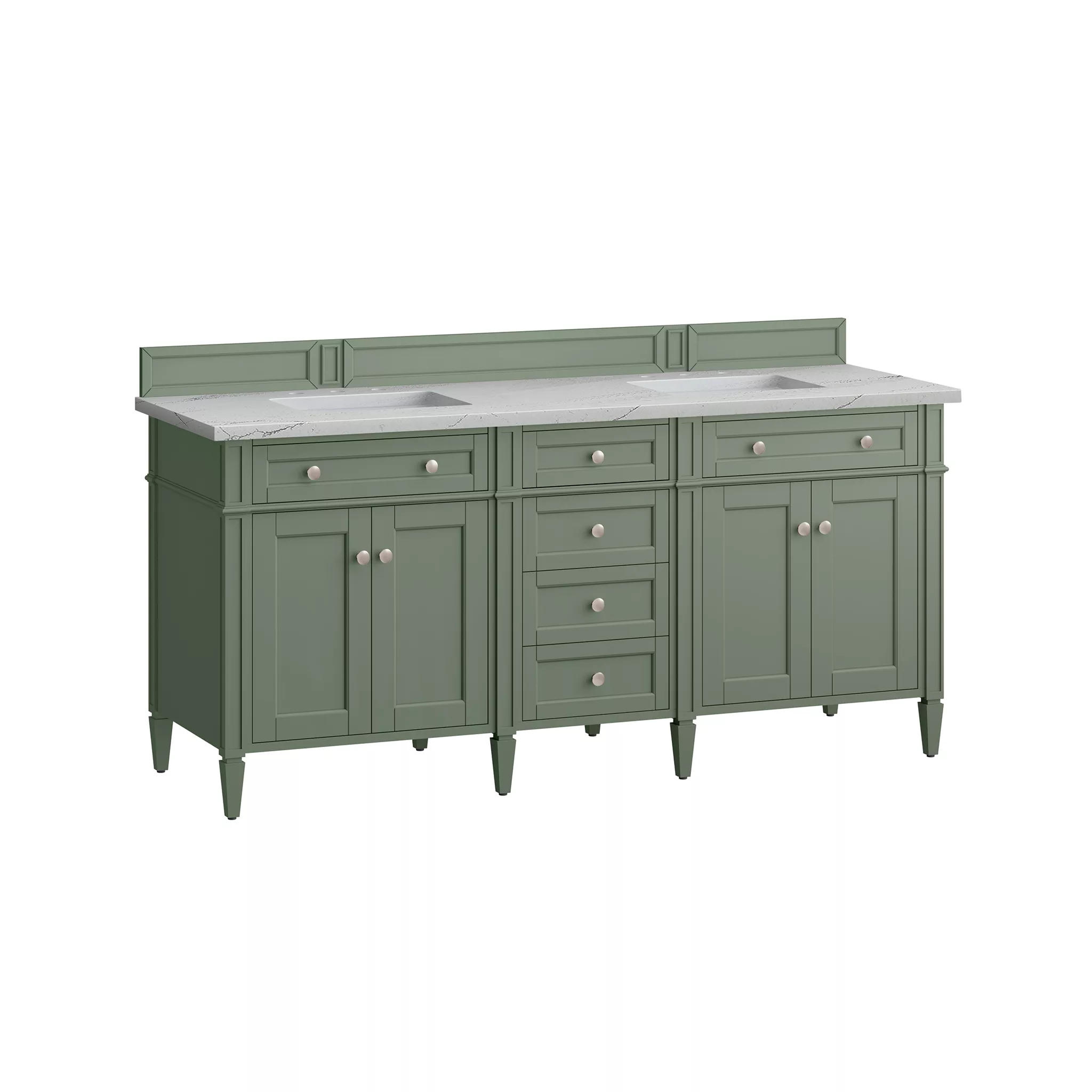 Brittany 72" Double Vanity, Smokey Celadon w/ 3 CM Ethereal Noctis Top - Image 6