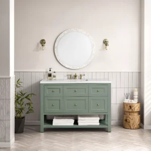 Breckenridge 48″ Single Vanity, Smokey Celadon w/ 3 CM White Zeus Top