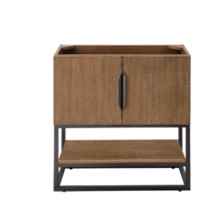 Columbia 31.5″ Single Vanity Cabinet, Latte Oak, Matte Black