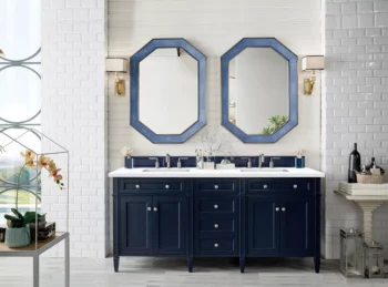 Brittany 72" Double Vanity, Victory Blue w/ 3 CM White Zeus Quartz Top - Image 2