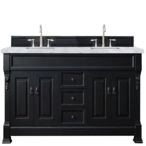 Brookfield 72″ Double Vanity, Antique Black w/ 3 CM Carrara Marble Top