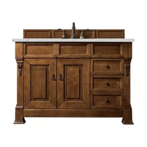 Brookfield 48″ Single Vanity, Country Oak w/ 3 CM Ethereal Noctis Quartz Top