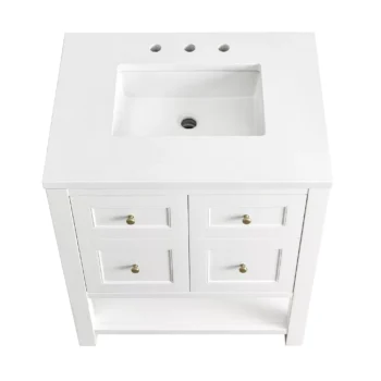 Breckenridge 30" Single Vanity, Bright White w/ 3 CM White Zeus Top - Image 6