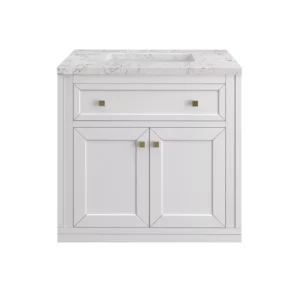 Chicago 30″ Single Vanity, Glossy White w/ 3 CM Eternal Jasmine Pearl Top