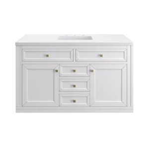 Chicago 48″ Single Vanity, Glossy White w/ 3 CM White Zeus Top