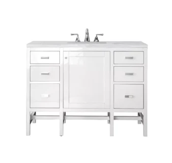 Addison 48" Single Vanity, Glossy White w/ 3 CM Arctic Fall Solid Surface Top