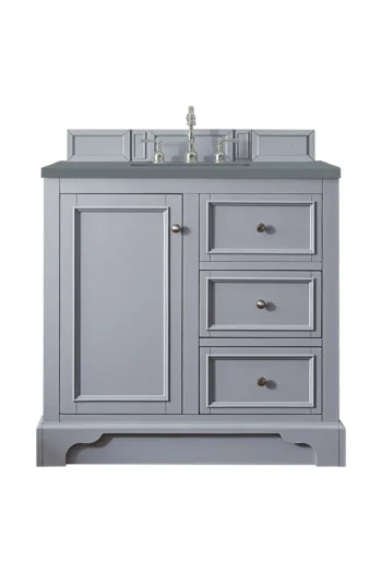 De Soto 36" Single Vanity, Silver Gray w/ 3 CM Cala Blue Top