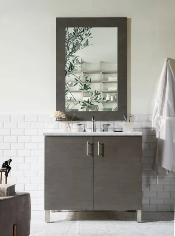 Metropolitan 36" Single Vanity, Silver Oak w/ 3 CM Carrara Marble Top - Image 2